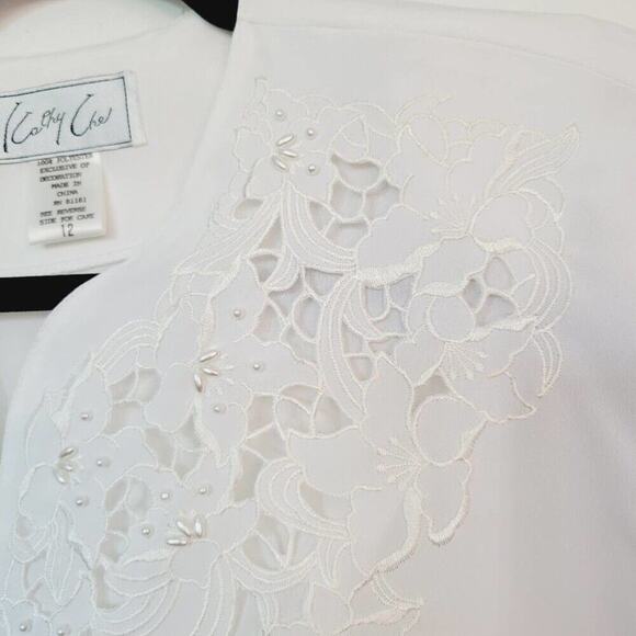 Elegant White Embroidered Button Down Shirt - Picture 4 of 13